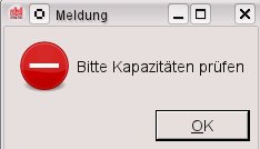 Meldung der Kapazittsberwachung