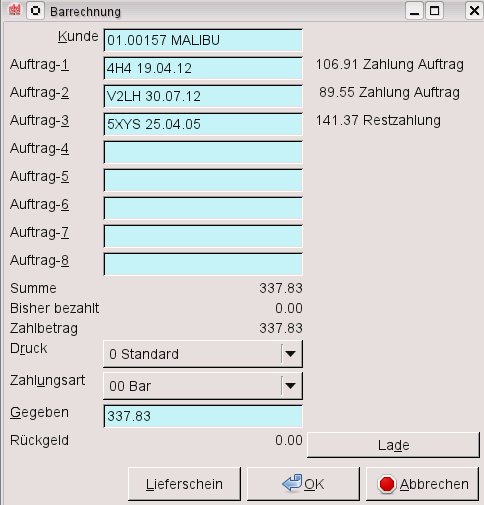 Sammelzahlung mit Restzahlung