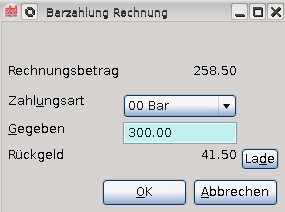 Barzahlung einer Rechnung