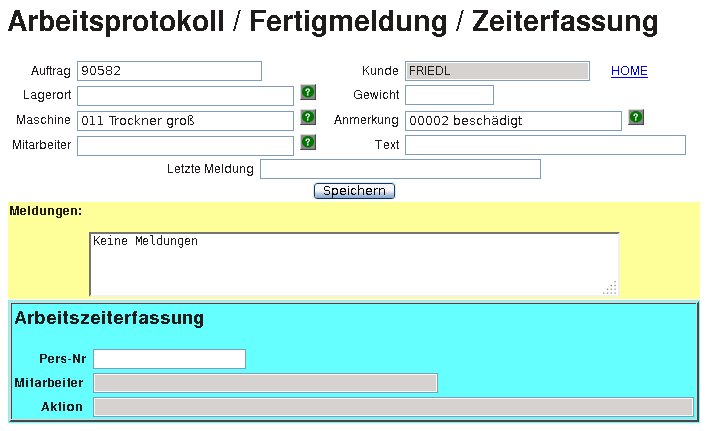 Arbeitsmeldung ber Tablet-PC